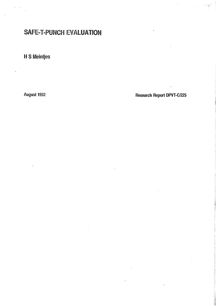 First page of the 1992 CSIR report on Safe-T-Punch